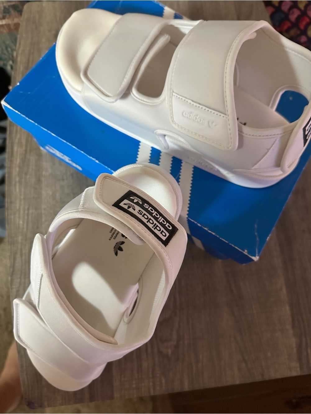 Adidas White Triple-Strap Slide Sandals
